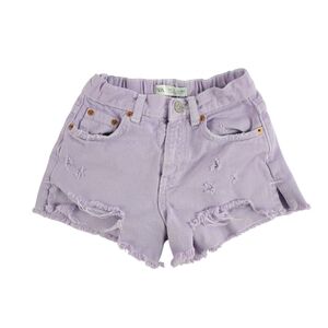 Zara Girls Lilac/Light Purple Distressed Ripped Denim Shorts,  Size 7 Youth